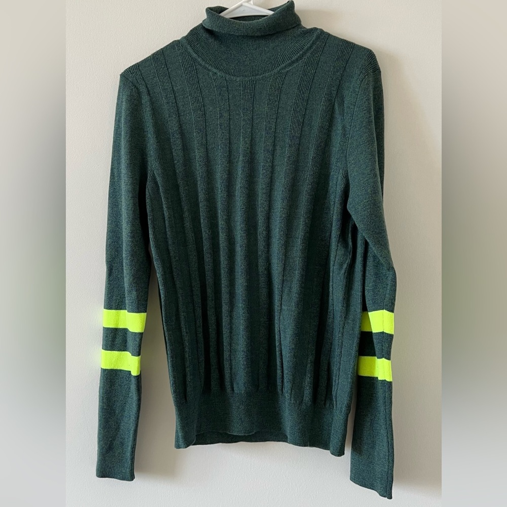 Paul Smith Green Wool Funnel Neck Pullover in Size Small